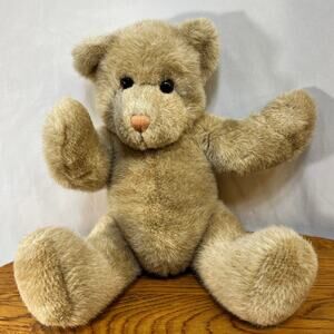 Peek A Boo Pals Teddy Bear Plush Magnetic Hands Jointed Tan 14" Vintage Mango